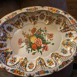 DAHER DECORATED WARE  Floral Tin 12.5" x 9.25" Serving Oval Bowl England 1971